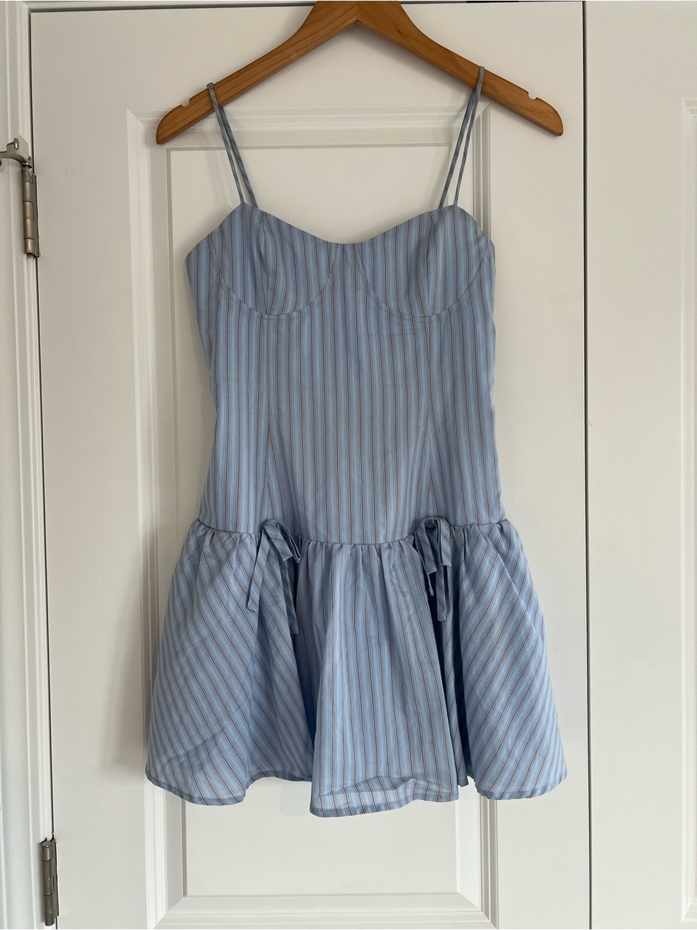 Light Blue Striped Spaghetti Strap Dress